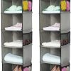 2 Pack 5 Foldable Shelf Hanging Closet Organizer Space Saver with Side Accessories Pockets for Clothes Storage