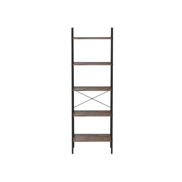 5 Tiers A-shaped Ladder Storage Shelf, Rustic, Brown