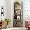 5 Tiers A-shaped Ladder Storage Shelf, Rustic, Brown