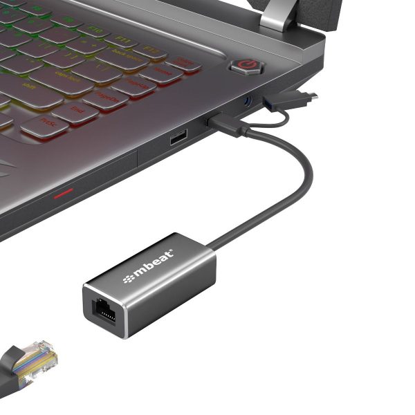 2-in-1 USB 3.1 Gigabit LAN Adapter with USB-C Converter