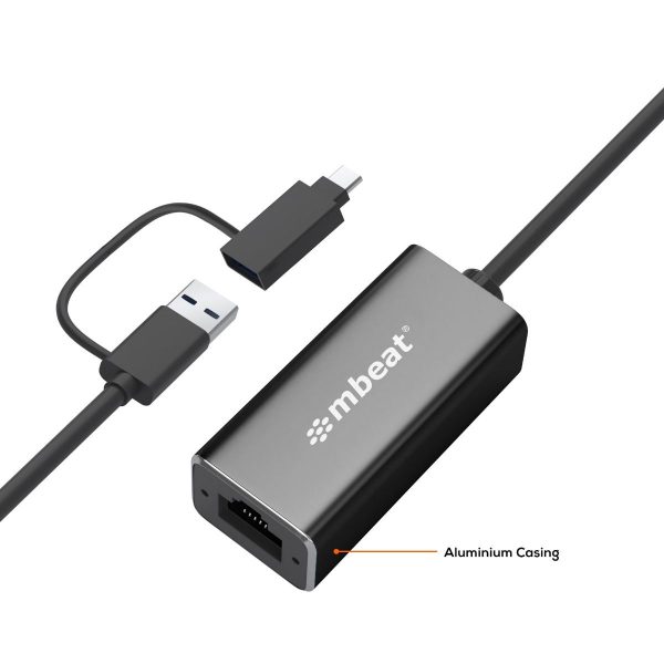 2-in-1 USB 3.1 Gigabit LAN Adapter with USB-C Converter