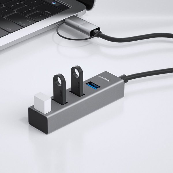 mbeat 4-Port USB 3.0 Hub with 2-in-1 USB 3.0 & USB-C Converter – 4-Port USB