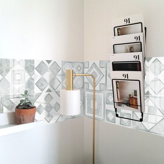 Geometric Pattern Staircase Wall Tile Sticker Kitchen Stove Water And Oil Proof Stickers