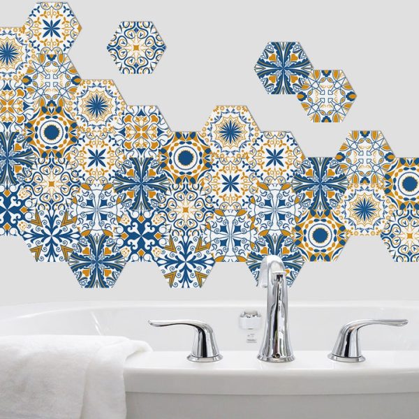 10PCS Tile Set Hexagon Decoration Decal Self-adhesive Oil-proof And Waterproof Wall Stickers – Multicolour 1