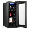 12 Bottle Wine Cellar Fridge w/ Glass Door, Temperature Control & Cooler