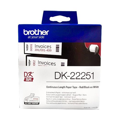 Brother DK22251 Continuous Length Paper Label Tape Red and Black – for use in Brother Printer