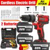 Cordless Drill w/2 Battery Heavy Duty Impact Driver Kit Brushless Hammer Set 88V