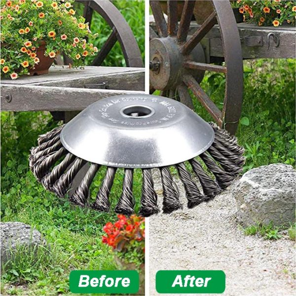 Weed Brush Steel Wire Trimmer Wheel Garden Lawn Mower Grass Cutter Head Tool – 6 Inch