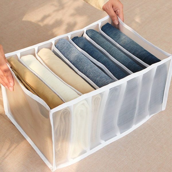 7 Grids Mesh Foldable Clothes Storage Jeans Pants Organizer Clothes Organizer