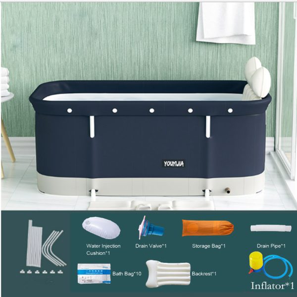 Large Folding Oxfors Bath Sauna Adult Bathtub Barrel SPA Household 2-Person – Navy