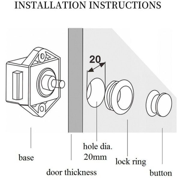 5PCS Push Button Drawer Cupboard Door Catch Lock Caravan Van Cabinet Latch Knob