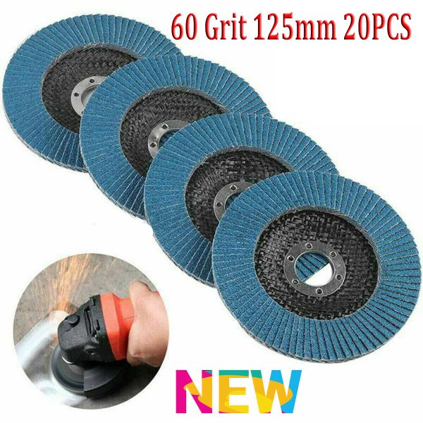 20PCS 5″ 125MM Angle Grinder Flap Sanding Disc 60 Grit Grinding Wheel