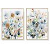 Colourful Floras Watercolour style 2 Sets Gold Frame Canvas Wall Art – 40×60 cm