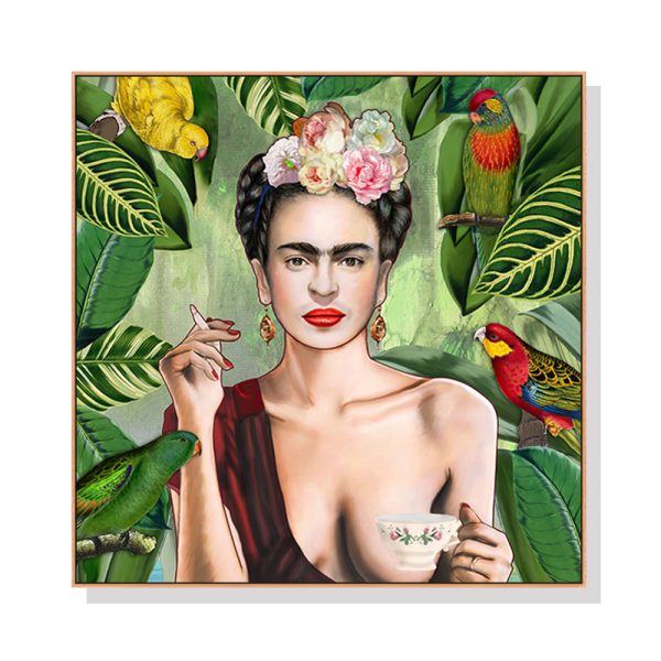 Self Portrait by Frida Kahlo Wood Frame Canvas Wall Art – 50×50 cm