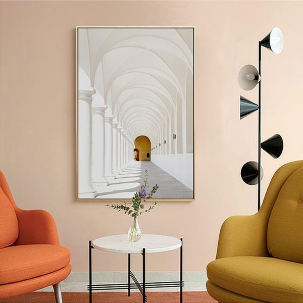 Long Corridor Style A Gold Frame Canvas Wall Art – 50×70 cm