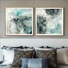 Marbled Green 2 Sets Gold Frame Canvas Wall Art – 50×50 cm