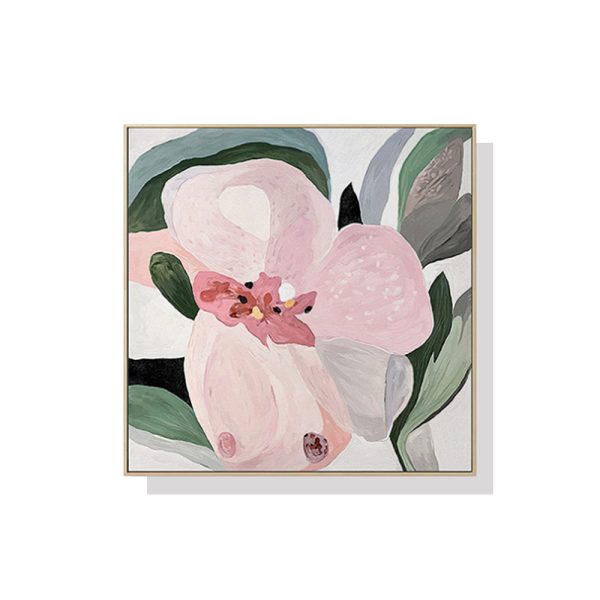 Floral Hand Painting Style Wood Frame Canvas Wall Art – 50×50 cm