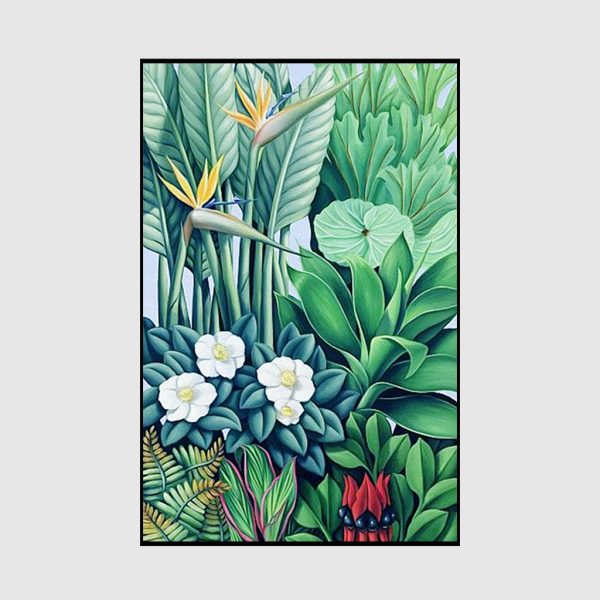 Tropical plants Black Frame Canvas Wall Art – 50×70 cm