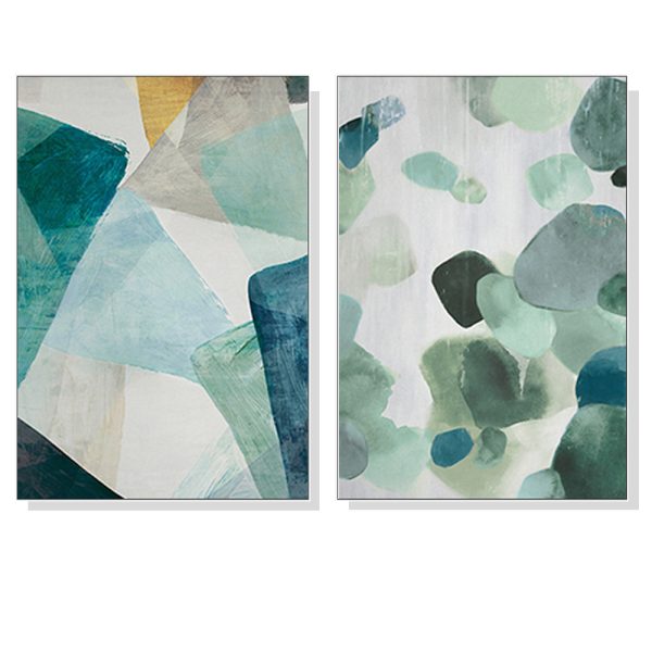 Green Marble 2 Sets White Frame Canvas Wall Art – 40×60 cm