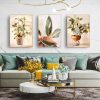 Botanical Leaves Watercolor Style 3 Sets Gold Frame Canvas Wall Art – 40×60 cm