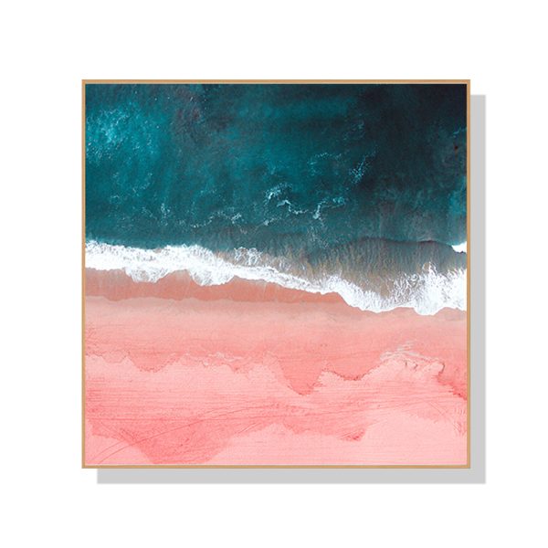 Pink Sea Wood Frame Canvas Wall Art – 50×50 cm