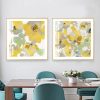 Yellow Flowers American Style 2 Sets Gold Frame Canvas Wall Art – 50×50 cm