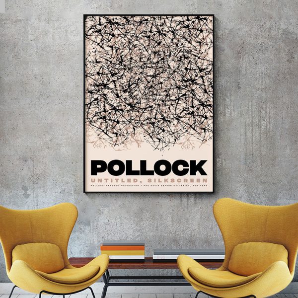 Wall Art 100cmx150cm Jackson Pollock Exhibition II Black Frame Canvas