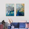 Marbled Blue And Gold 2 Sets Gold Frame Canvas Wall Art – 50×70 cm