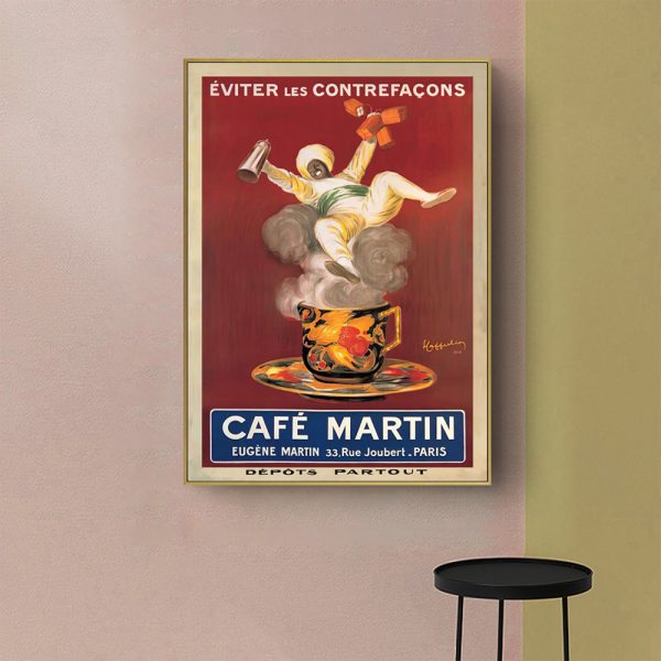 Wall Art 100cmx150cm Cafe Martin Gold Frame Canvas