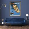 Wall Art 100cmx150cm Miscela Leone, 1950 Black Frame Canvas