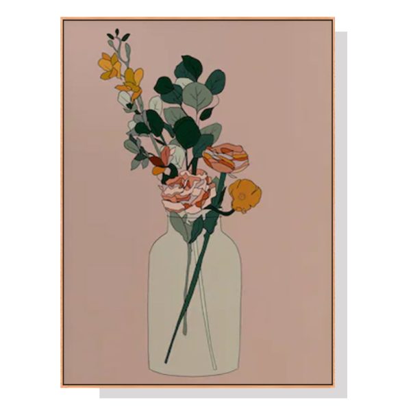 Boho Floral Wood Frame Canvas Wall Art – 50×70 cm