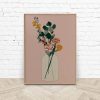 Boho Floral Wood Frame Canvas Wall Art – 50×70 cm