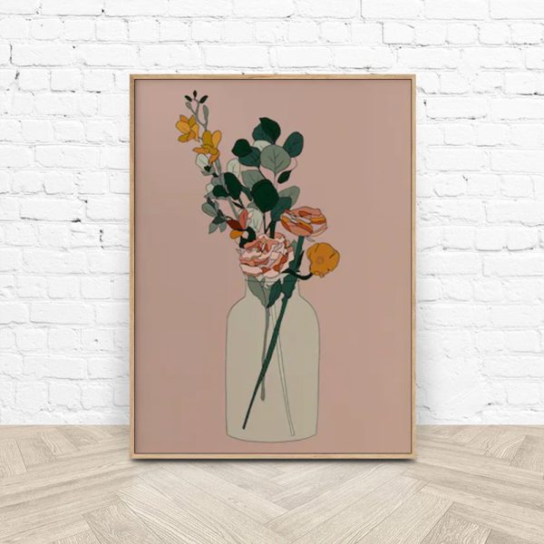 Wall Art 40cmx60cm Boho Floral Wood Frame Canvas