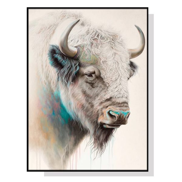 Great White Buffalo Black Frame Canvas Wall Art – 50×70 cm