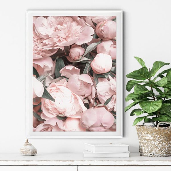 Peony White Frame Canvas Wall Art – 50×70 cm