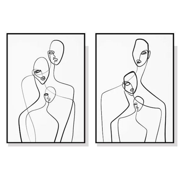 Abstract Figures 2 Sets Black Frame Canvas Wall Art – 50×70 cm