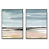 Wall Art 50cmx70cm Pink Beach Landscape 2 Sets Black Frame Canvas