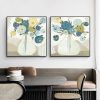 Wall Art 40cmx40cm Blue Bouquet 2 Sets Black Frame Canvas