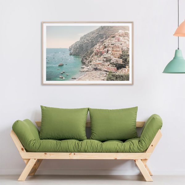 Wall Art 100cmx150cm Italy Amalfi Coast Wood Frame Canvas