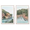 Wall Art 50cmx70cm Italy Coast 2 Sets Wood Frame Canvas