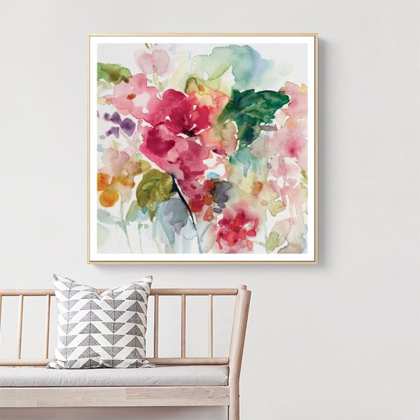 Wall Art 60cmx60cm Floral Brunch Gold Frame Canvas