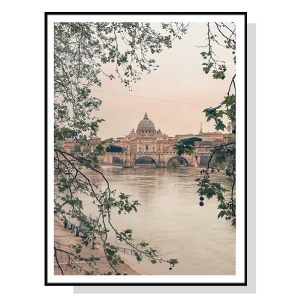 Wall Art 80cmx120cm Rome City Black Frame Canvas