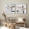 Wall Art 100cmx100cm Neutral Abstract 2 Sets White Frame Canvas