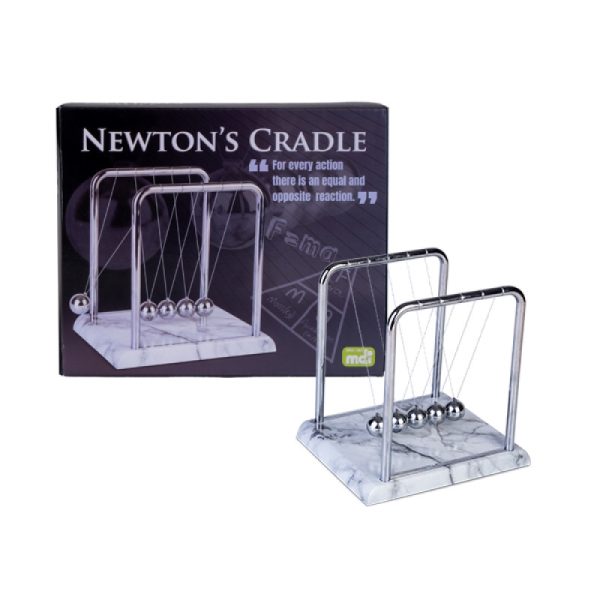 Newton’s Cradle with White Marble-look Base