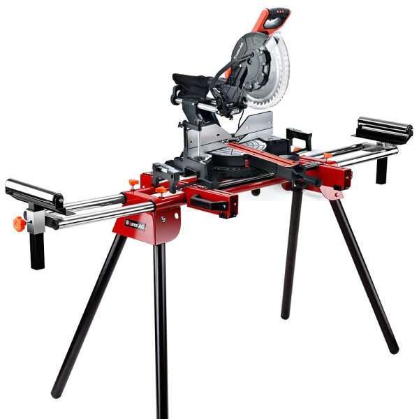 BAUMR-AG 305mm Dual Bevel Sliding Compound Mitre Drop Saw and Adjustable Stand Combo