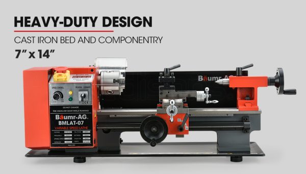 BAUMR-AG 600W 7″x14″ Variable-Speed Mini Metal Lathe with LCD Screen