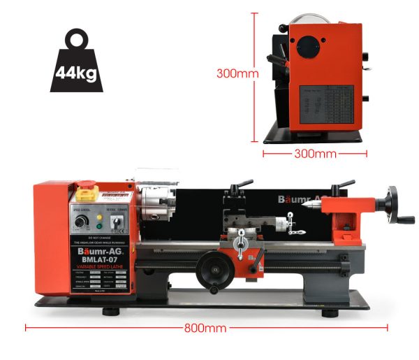 BAUMR-AG 600W 7″x14″ Variable-Speed Mini Metal Lathe with LCD Screen