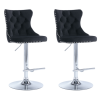 4x Height Adjustable Swivel Bar Stool Velvet Studs Barstool with Footrest and Chromed Base- Black