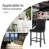 6X Velvet Bar Stools with Studs Trim Wooden Legs Tufted Dining Chairs Kitchen