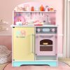 Wooden Kitchen Playset for Kids (Japanese Style Kitchen Set, Pink) EK-KP-106-MS